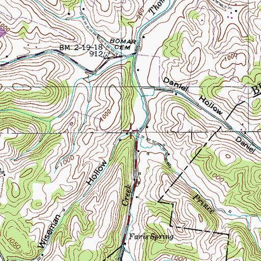 Topographic Map of Wiseman Hollow, TN