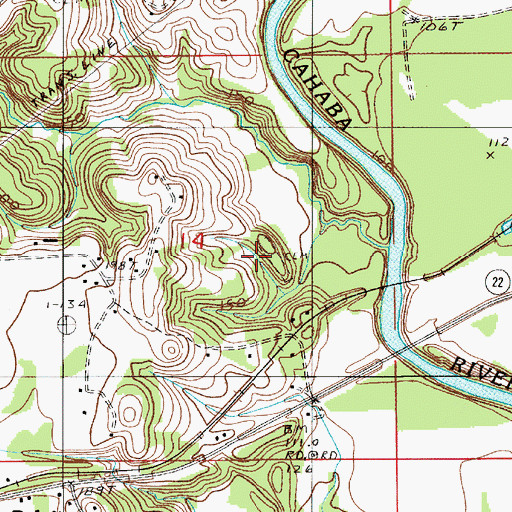 Topographic Map of Sugar Bottom Cemetery, AL