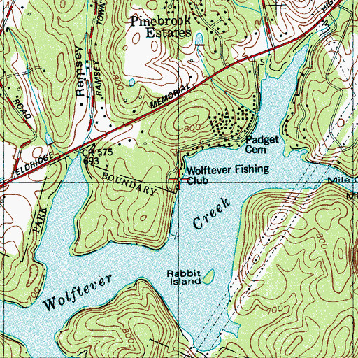Topographic Map of Wolftever Fishing Club, TN
