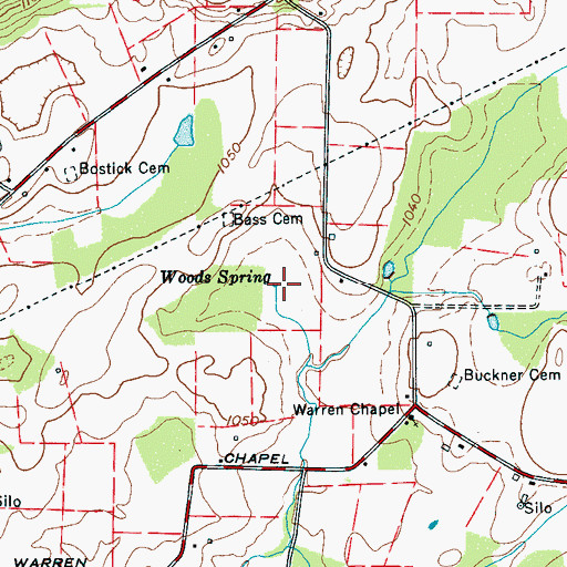 Topographic Map of Woods Spring, TN
