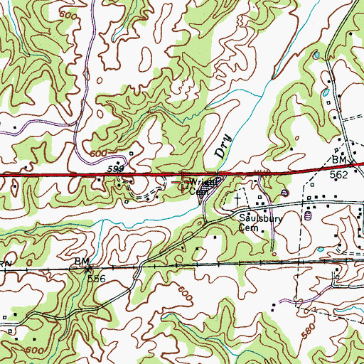 Topographic Map of Wright Cemetery, TN