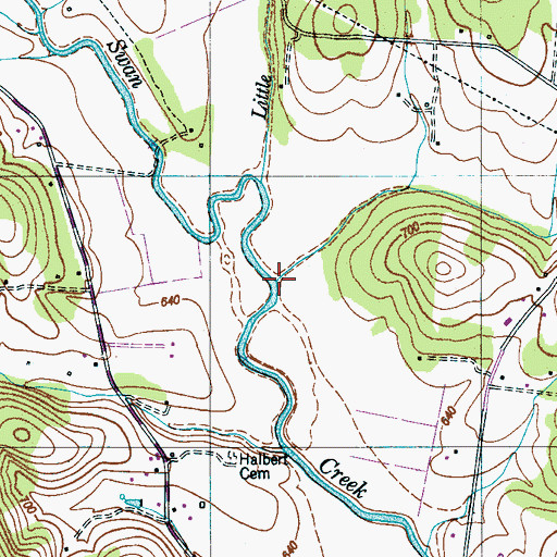 Topographic Map of Wyatt Creek, TN