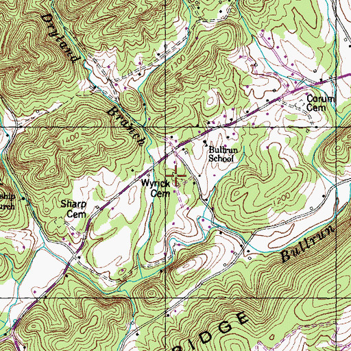 Topographic Map of Wyrick Cemetery, TN