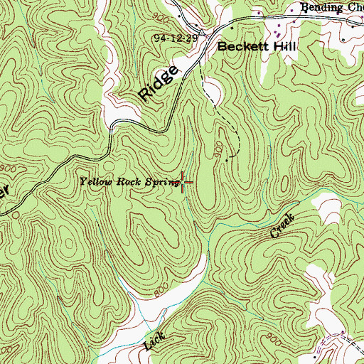 Topographic Map of Yellow Rock Spring, TN