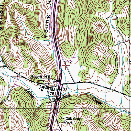 Topographic Map of Young Hollow, TN