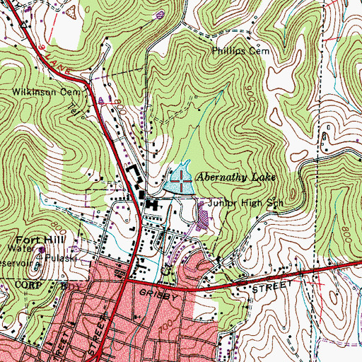 Topographic Map of Abernathy Lake, TN