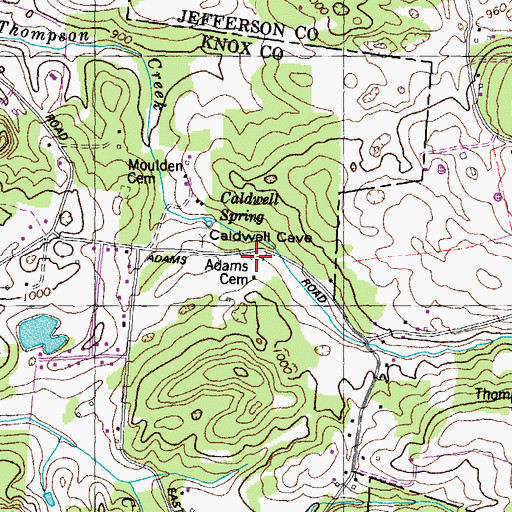 Topographic Map of Adams Cemetery, TN