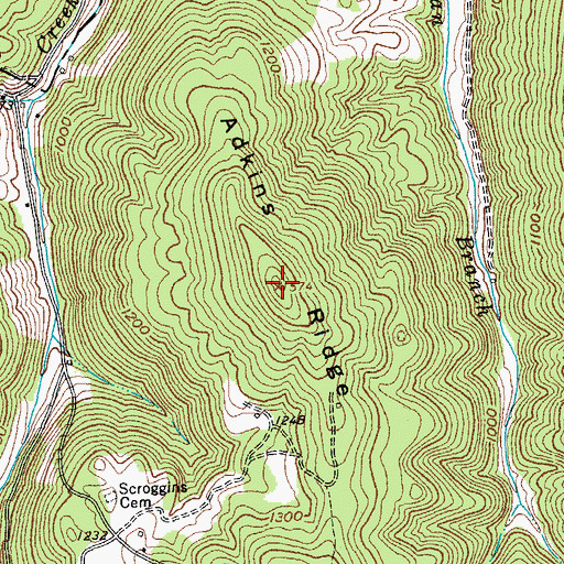 Topographic Map of Adkins Ridge, TN