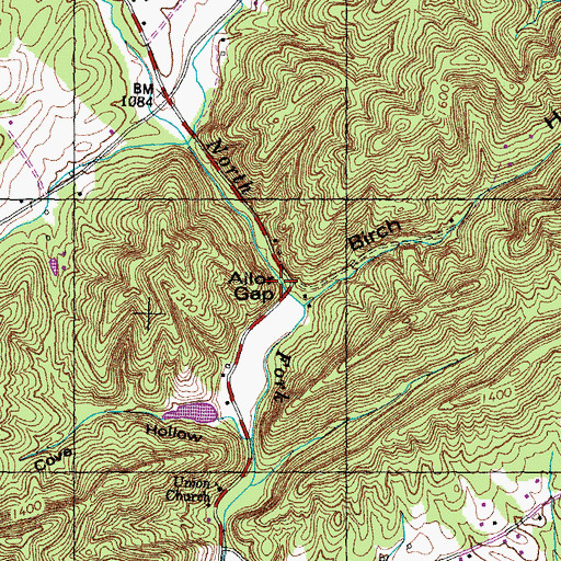Topographic Map of Ailor Gap, TN