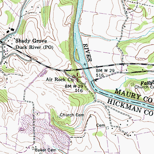 Topographic Map of Air Rock Church, TN
