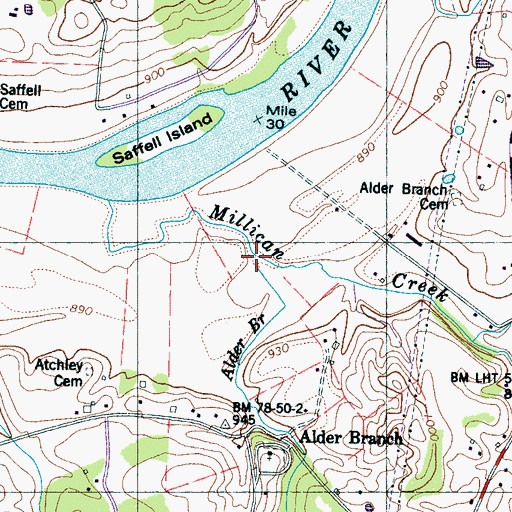 Topographic Map of Alder Branch, TN