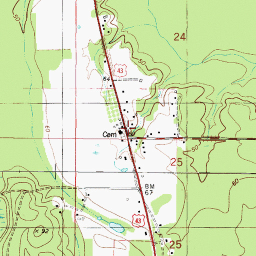 Topographic Map of Sunflower Church, AL