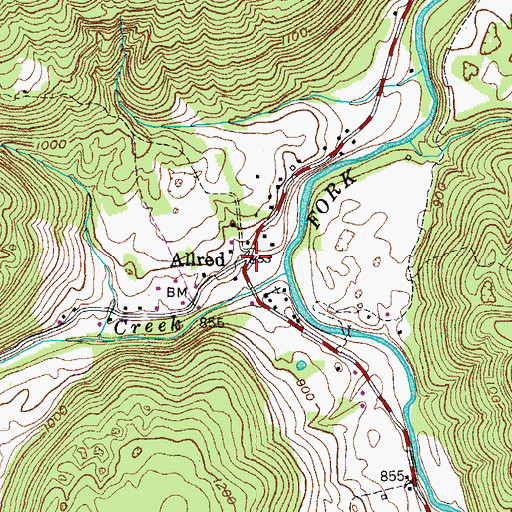 Topographic Map of Allred, TN