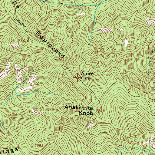 Topographic Map of Alum Gap, TN