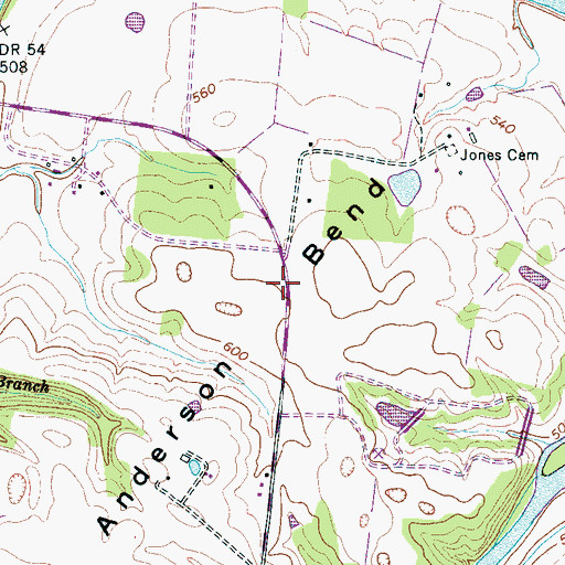 Topographic Map of Anderson Bend, TN