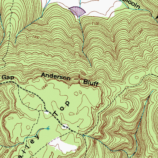 Topographic Map of Anderson Bluff, TN
