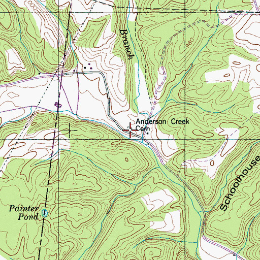 Topographic Map of Anderson Creek Cemetery, TN