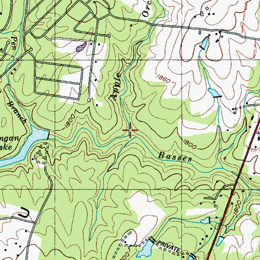 Topographic Map of Apple Orchard Branch, TN