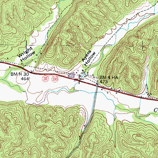 Topographic Map of Ayers Hollow, TN