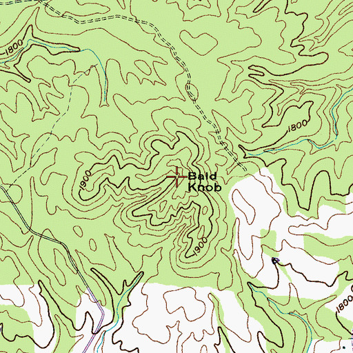 Topographic Map of Bald Knob, TN