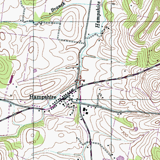 Topographic Map of Baptist Branch, TN