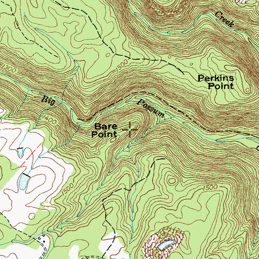 Topographic Map of Bare Point, TN