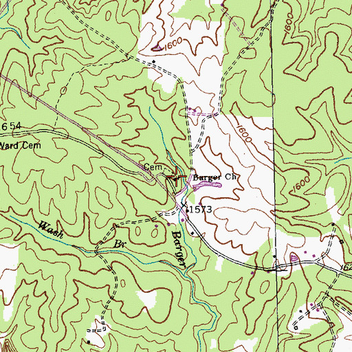 Topographic Map of Barger Church, TN