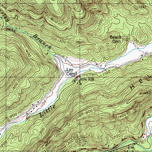 Topographic Map of Barley Branch, TN