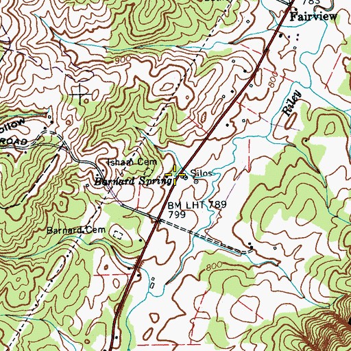 Topographic Map of Barnard Spring, TN