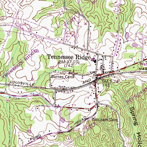 Topographic Map of Barnes Cemetery, TN