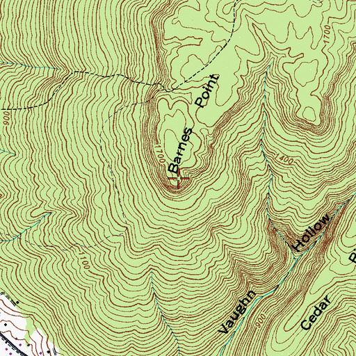 Topographic Map of Barnes Point, TN