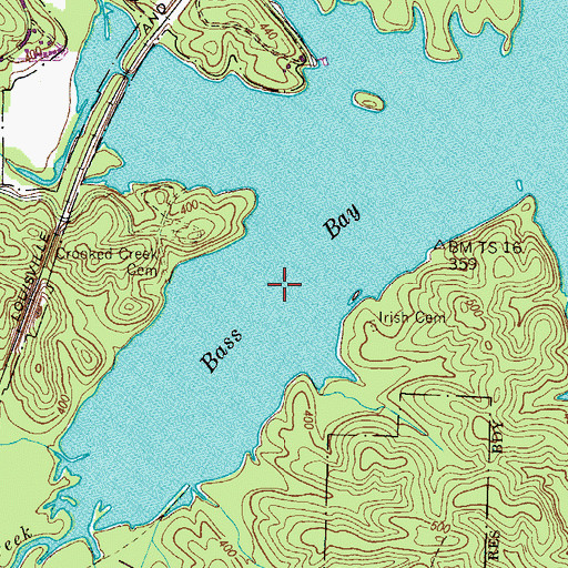 Topographic Map of Bass Bay, TN