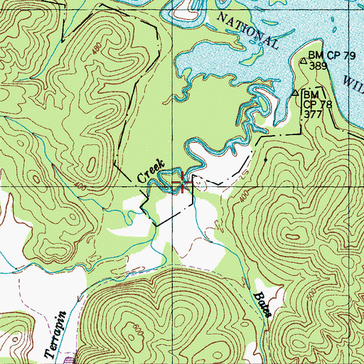 Topographic Map of Bates Branch, TN