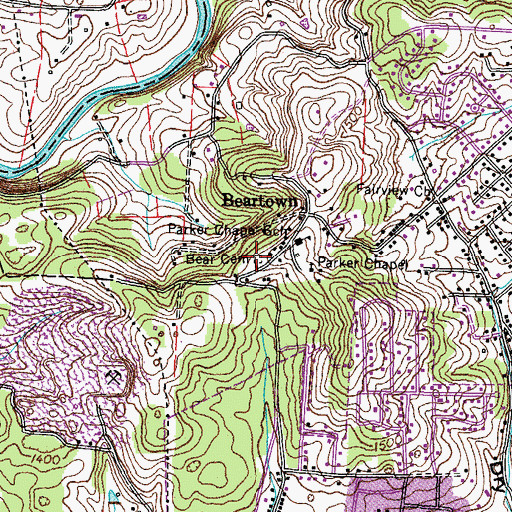 Topographic Map of Bear Cemetery, TN