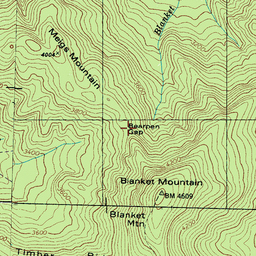 Topographic Map of Bearpen Gap, TN