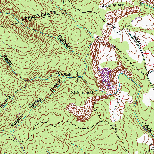 Topographic Map of Becky Branch, TN