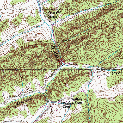 Topographic Map of Bee Branch, TN