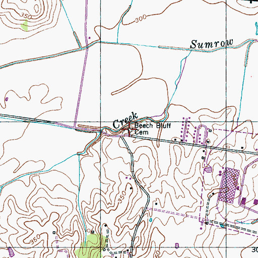 Topographic Map of Beech Bluff Cemetery, TN