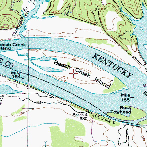 Topographic Map of Beech Creek Island, TN