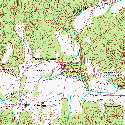 Topographic Map of Beech Grove Church, TN