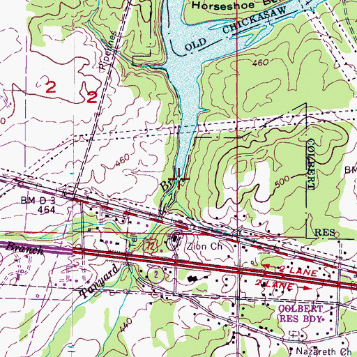 Topographic Map of Tanyard Branch, AL