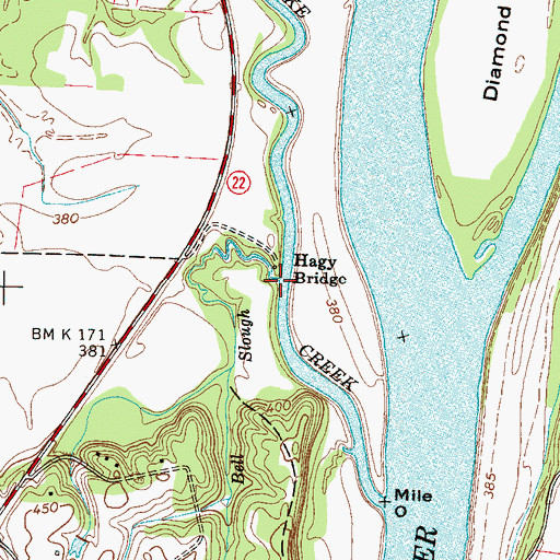 Topographic Map of Bell Slough, TN