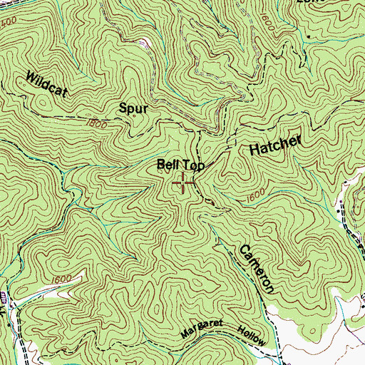Topographic Map of Bell Top, TN