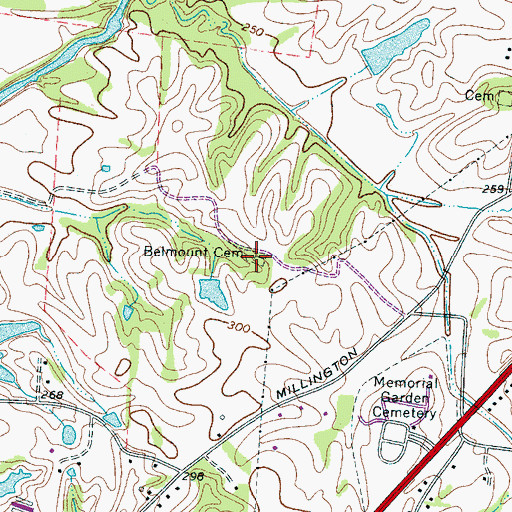 Topographic Map of Belmount Cemetery, TN