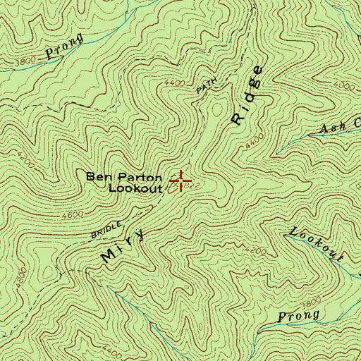 Topographic Map of Ben Parton Lookout, TN