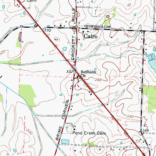 Topographic Map of Bethany Church, TN