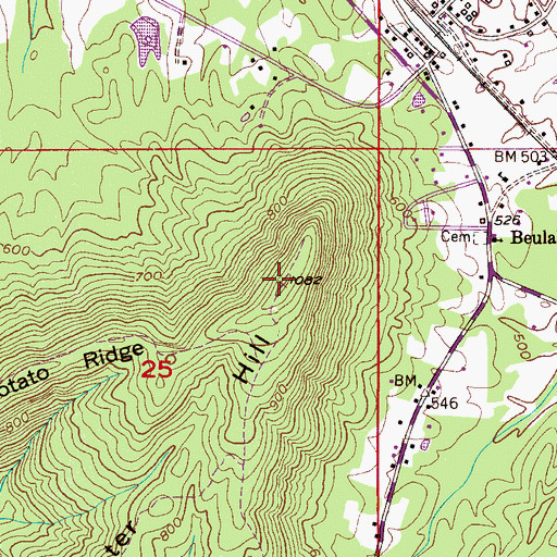 Topographic Map of Tater Hill, AL