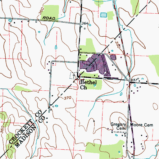 Topographic Map of Bethel Church, TN