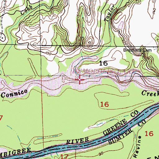 Topographic Map of Taylor Branch, AL