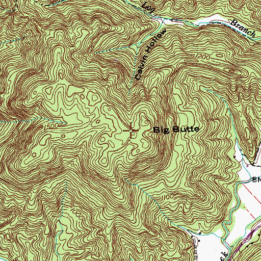 Topographic Map of Big Butte, TN